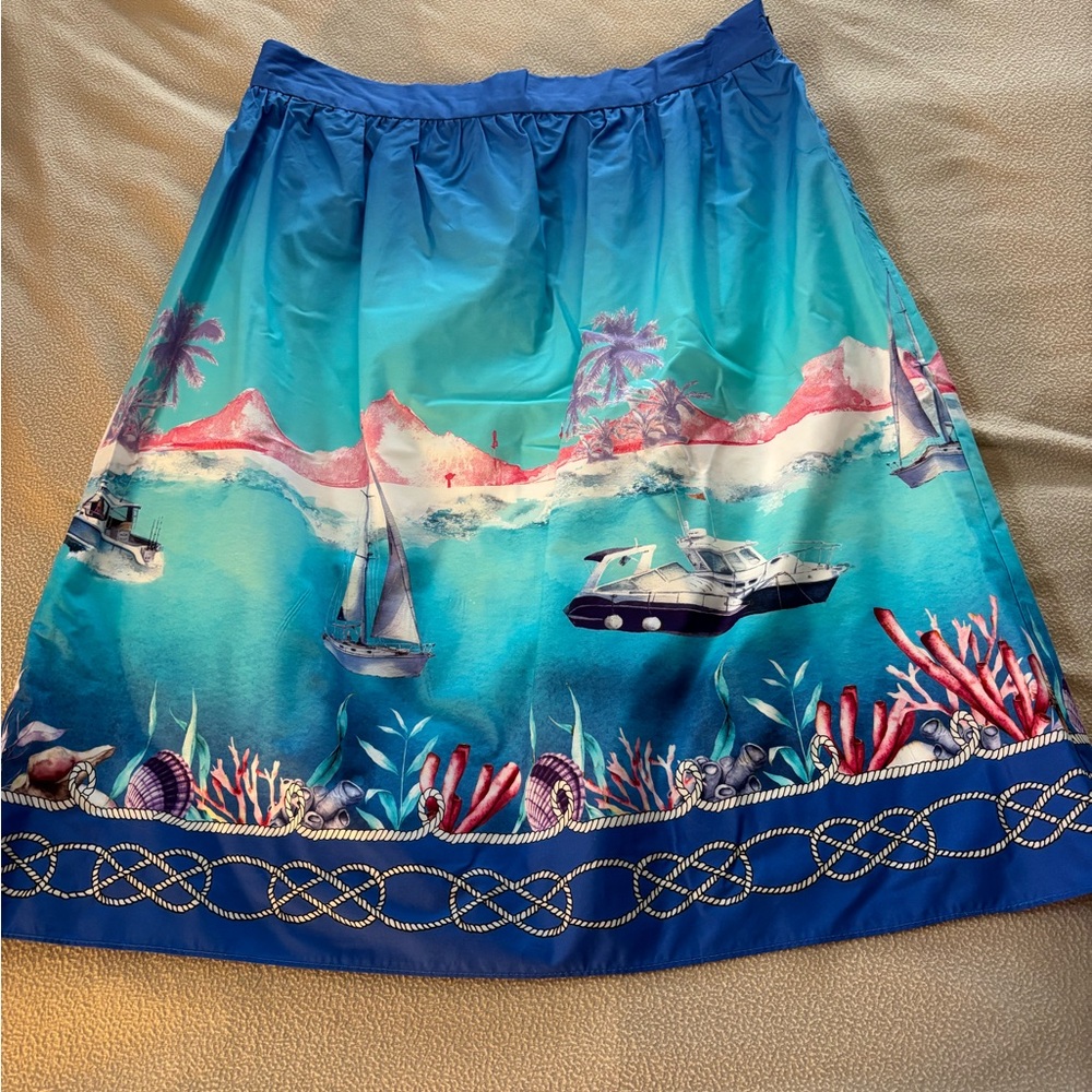 Boston Proper Blue Nautical A-Line Skirt